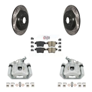 Rear Brake Caliper Drill Slot Rotor Semi-Metallic Pad Kit For Ford Five Hundred Taurus X KCD-101395N