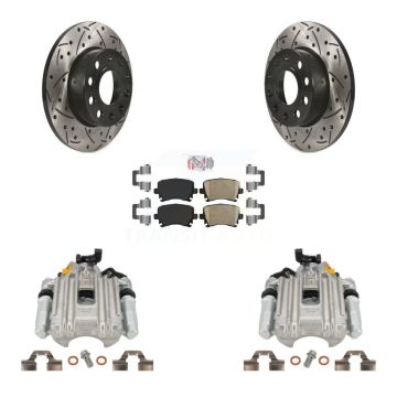 Rear Disc Brake Coated Caliper Drill Slotted Rotors Ceramic Pad Kit For Volkswagen Jetta KCD-101399N