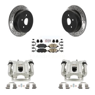 Rear Brake Coated Caliper Drill Slotted Rotor Ceramic Pad Kit For 2009-2016 Toyota Venza KCD-101402N