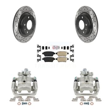 Rear Brake Caliper Drill Slot Rotors Ceramic Pad Kit For Ford Fusion Mazda 6 Lincoln MKZ KCD-101404N