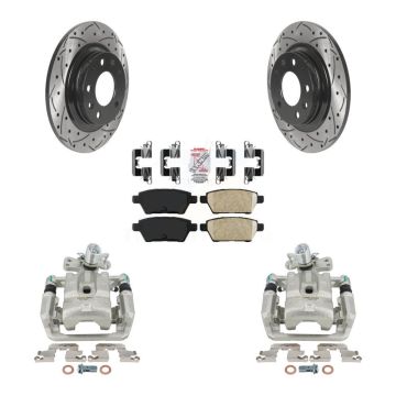 Rear Brake Caliper Drill Slot Rotors Ceramic Pad Kit For Ford Fusion Mazda 6 Lincoln MKZ KCD-101405N