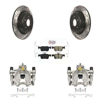 Rear Brake Caliper Drill Slot Rotor Semi-Metallic Pad Kit For Ford Escape Fusion Lincoln KCD-101407N