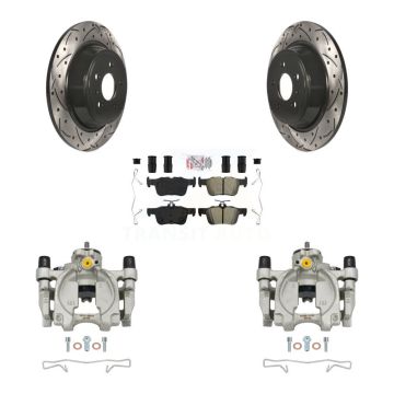 Rear Brake Caliper Drill Slot Rotor Semi-Metallic Pad Kit For Ford Escape Fusion Lincoln KCD-101408N