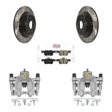 Rear Brake Caliper Drill Slotted Rotor Semi-Metallic Pad Kit For Ford Fusion Lincoln MKZ KCD-101409N