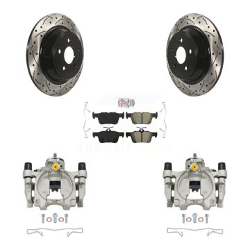 Rear Brake Caliper Drill Slot Rotors Semi-Metallic Pad Kit For Ford Edge Lincoln MKX MKZ KCD-101412N
