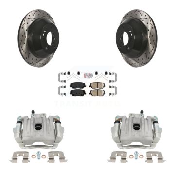 Rear Brake Caliper Drill Slotted Rotors Ceramic Pad Kit For Kia Sorento Hyundai Santa Fe KCD-101431N