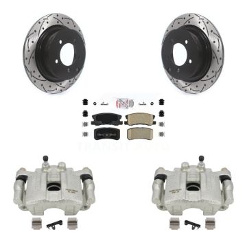Rear Brake Caliper Drilled Slot Rotor Ceramic Pad Kit For Jeep Mitsubishi Patriot Lancer KCD-101439N