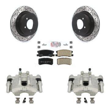 Rear Brake Caliper Drill Slot Rotors Ceramic Pad Kit For Mitsubishi Lancer Dodge Caliber KCD-101442N