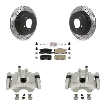 Rear Brake Caliper Drill Slot Rotors Ceramic Pad Kit For Mitsubishi Lancer Dodge Caliber KCD-101443N