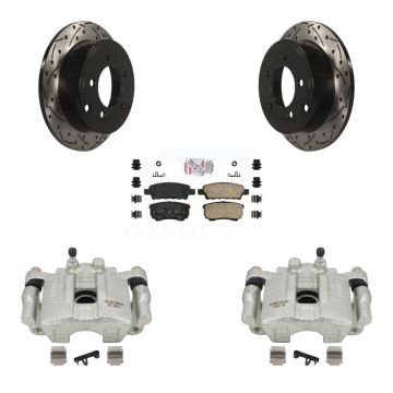 Rear Brake Caliper Drill Slot Rotors Ceramic Pad Kit For Dodge Caliber Mitsubishi Lancer KCD-101444N
