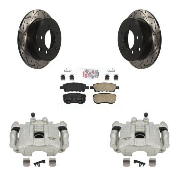 Rear Brake Caliper Drill Slot Rotors Ceramic Pad Kit For Dodge Caliber Mitsubishi Lancer KCD-101445N