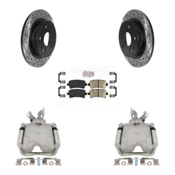 Rear Disc Brake Coated Caliper Drill Slot Rotor Ceramic Pad Kit For Buick Regal LaCrosse KCD-101446N