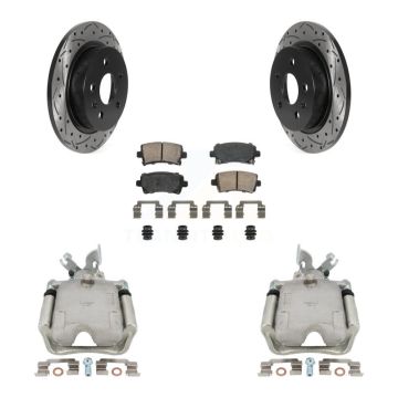 Rear Disc Brake Coated Caliper Drill Slot Rotor Ceramic Pad Kit For Buick Regal LaCrosse KCD-101447N