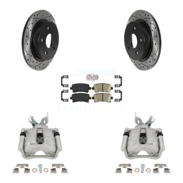 Rear Brake Caliper Drilled Slot Rotor Ceramic Pad Kit For Buick Regal LaCrosse Chevrolet KCD-101448N