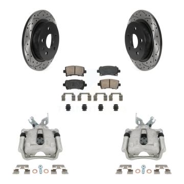 Rear Brake Caliper Drilled Slot Rotor Ceramic Pad Kit For Buick Regal LaCrosse Chevrolet KCD-101449N