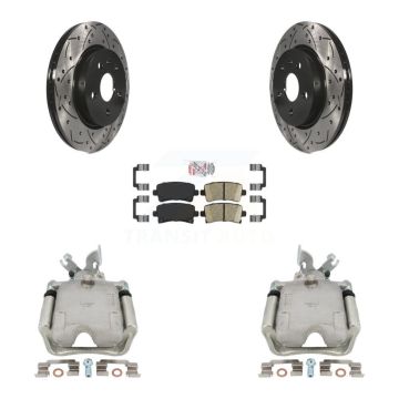 Rear Brake Caliper Drill Slot Rotor Ceramic Pad Kit For Chevrolet Impala Buick Regal XTS KCD-101450N