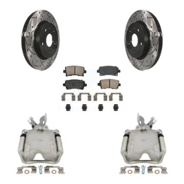 Rear Brake Caliper Drill Slot Rotor Ceramic Pad Kit For Chevrolet Impala Buick Regal XTS KCD-101451N
