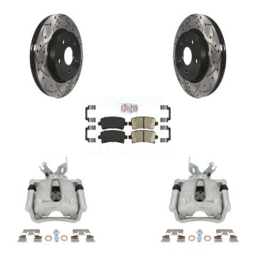 Rear Brake Coated Caliper Drill Slot Rotor Ceramic Pad Kit For Buick Regal LaCrosse 2.4L KCD-101452N