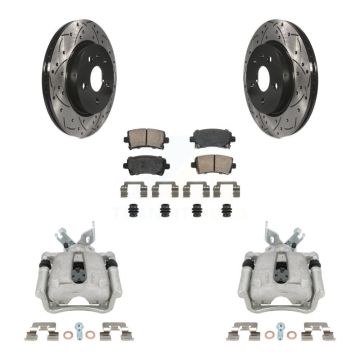 Rear Brake Coated Caliper Drill Slot Rotor Ceramic Pad Kit For Buick Regal LaCrosse 2.4L KCD-101453N