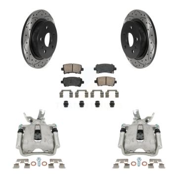 Rear Brake Coated Caliper Drill Slot Rotors Ceramic Pad Kit For Chevrolet Malibu Limited KCD-101455N
