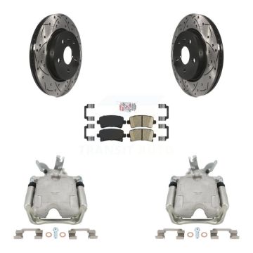 Rear Disc Brake Coated Caliper Drill Slotted Rotors Ceramic Pad Kit For Chevrolet Malibu KCD-101456N