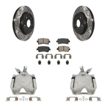 Rear Disc Brake Coated Caliper Drill Slotted Rotors Ceramic Pad Kit For Chevrolet Malibu KCD-101457N