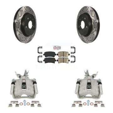 Rear Brake Coated Caliper Drill Slot Rotors Ceramic Pad Kit For Chevrolet Malibu Limited KCD-101458N