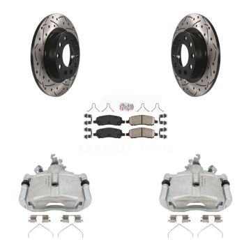 Rear Disc Brake Coated Caliper Drill Slot Rotor Ceramic Pad Kit For 2013-2016 Dodge Dart KCD-101460N