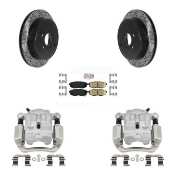 Rear Brake Coated Caliper Drill Slotted Rotors Ceramic Pad Kit For Subaru Outback Legacy KCD-101461N