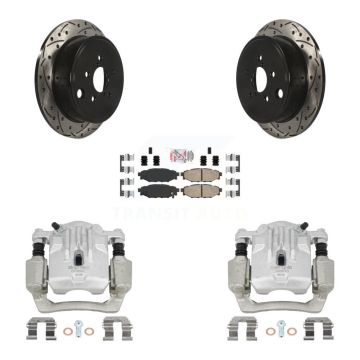 Rear Brake Coated Caliper Drill Slotted Rotors Ceramic Pad Kit For Subaru Outback Legacy KCD-101462N