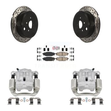 Rear Disc Brake Coated Caliper Drilled Slotted Rotor & Ceramic Pad Kit For Subaru Legacy KCD-101464N