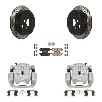 Rear Disc Brake Coated Caliper Drilled Slotted Rotor & Ceramic Pad Kit For Subaru Legacy KCD-101465N