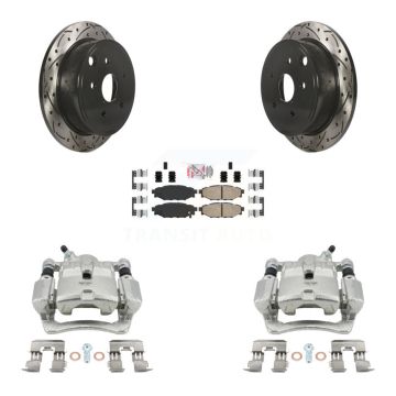 Rear Disc Brake Coated Caliper Drilled Slotted Rotors And Ceramic Pad Kit For Subaru WRX KCD-101466N