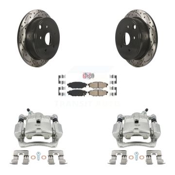 Rear Disc Brake Coated Caliper Drilled Slotted Rotors And Ceramic Pad Kit For Subaru WRX KCD-101467N