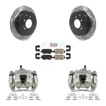 Rear Brake Coat Caliper Drill Slot Rotor Ceramic Pad Kit For Hyundai Tucson Kia Sportage KCD-101468N