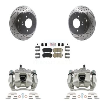 Rear Disc Brake Coated Caliper Drilled Slotted Rotors Ceramic Pad Kit For Hyundai Tucson KCD-101469N