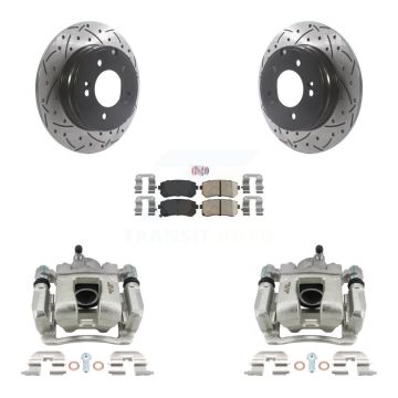 Rear Disc Brake Coated Caliper Drilled Slotted Rotors Ceramic Pad Kit For Hyundai Tucson KCD-101470N