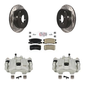 Rear Disc Brake Coated Caliper Drill Slot Rotor Ceramic Pad Kit For Mitsubishi Outlander KCD-101476N