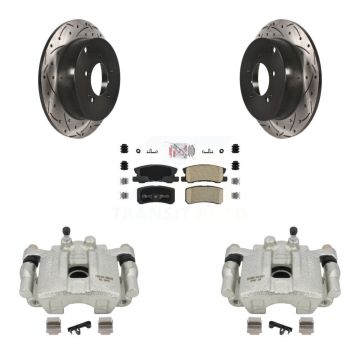 Rear Disc Brake Coated Caliper Drill Slot Rotor Ceramic Pad Kit For Mitsubishi Outlander KCD-101477N