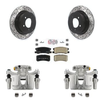 Rear Disc Brake Coated Caliper Drill Slot Rotor Ceramic Pad Kit For Mitsubishi Outlander KCD-101478N