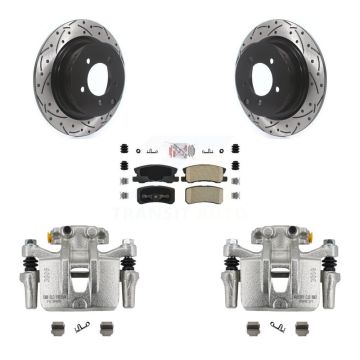 Rear Disc Brake Coated Caliper Drill Slot Rotor Ceramic Pad Kit For Mitsubishi Outlander KCD-101479N