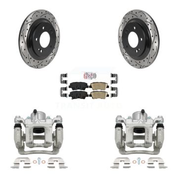Rear Disc Brake Coated Caliper Drill Slot Rotor Ceramic Pad Kit For 2013 Kia Optima 2.4L KCD-101485N