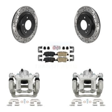 Rear Disc Brake Coated Caliper Drill Slot Rotor Ceramic Pad Kit For 2013 Kia Optima 2.4L KCD-101486N