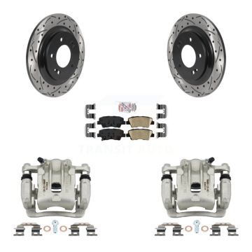 Rear Disc Brake Coated Caliper Drilled Slotted Rotors And Ceramic Pad Kit For Kia Optima KCD-101487N