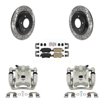 Rear Disc Brake Coated Caliper Drilled Slotted Rotors And Ceramic Pad Kit For Kia Optima KCD-101488N