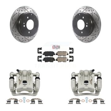 Rear Disc Brake Coated Caliper Drilled Slotted Rotors And Ceramic Pad Kit For Kia Optima KCD-101490N