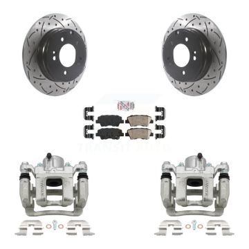 Rear Disc Brake Coated Caliper Drilled Slotted Rotors And Ceramic Pad Kit For Kia Optima KCD-101492N