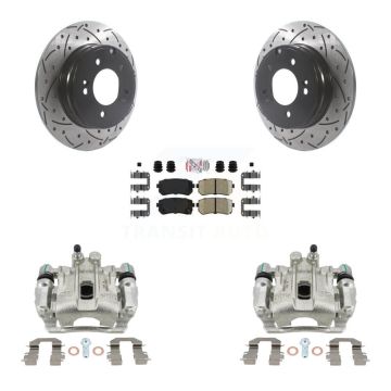 Rear Brake Caliper Drill Slot Rotors Ceramic Pad Kit For 15-16 Hyundai Sonata GAS engine KCD-101493N
