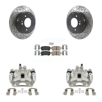 Rear Brake Caliper Drill Slot Rotors Ceramic Pad Kit For 15-16 Hyundai Sonata GAS engine KCD-101494N