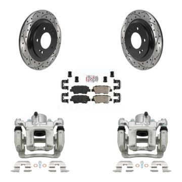 Rear Disc Brake Coated Caliper Drilled Slotted Rotors Ceramic Pad Kit For Hyundai Sonata KCD-101495N